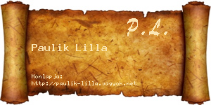 Paulik Lilla névjegykártya